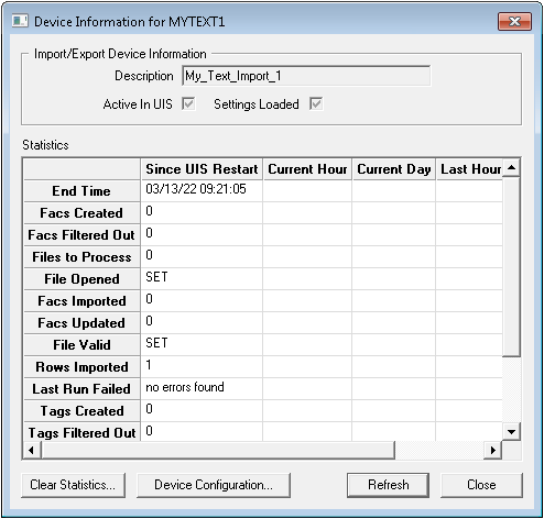 Device Information Dialog Box Device Information Dialog Box